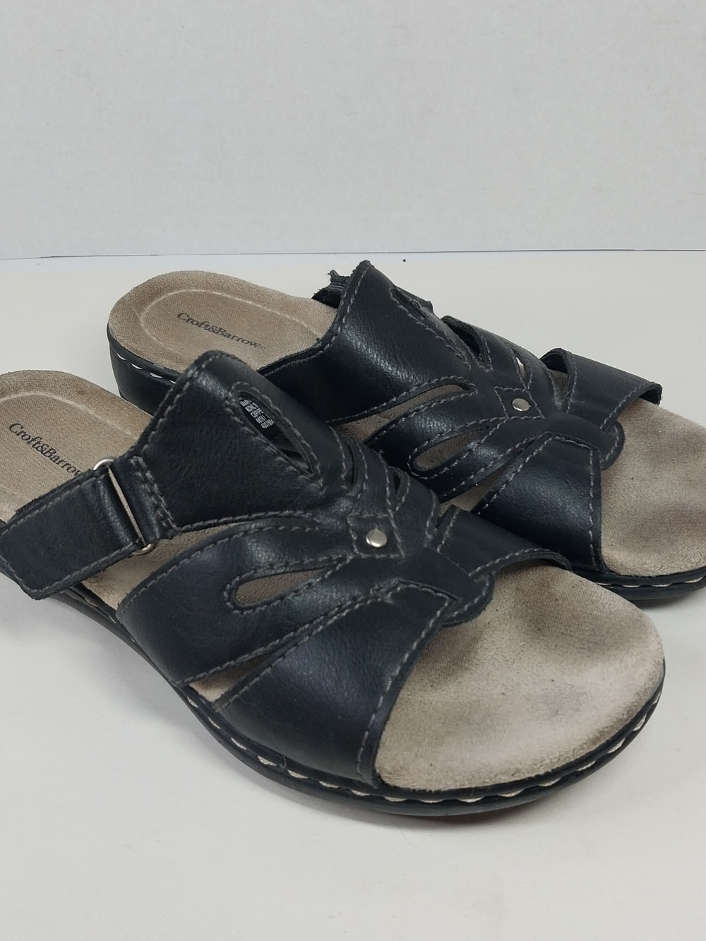 Croft & Barrow Womens Size 8 Black Boho Granola Slide Sandals Comfort Shoes
